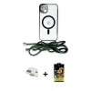 MARSİLYAN™- iPhone 11 Kılıf Eksen Özel Seri - Siyah Buffer Cam Ekran Koruyucu + Pers Alüminyum Kamera Lens - GD