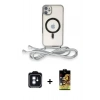 MARSİLYAN™- iPhone 11 Kılıf Eksen Özel Seri - Siyah Buffer Cam Ekran Koruyucu + PVD Metal Kamera Lens - MI