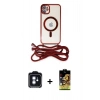 MARSİLYAN™- iPhone 11 Kılıf Eksen Özel Seri - Siyah Buffer Cam Ekran Koruyucu + PVD Metal Kamera Lens - MI
