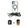MARSİLYAN™- iPhone 11 Kılıf Eksen Özel Seri - Siyah Buffer Cam Ekran Koruyucu + PVD Metal Kamera Lens - MI