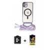 MARSİLYAN™- iPhone 11 Kılıf Eksen Özel Seri - Siyah Buffer Cam Ekran Koruyucu + PVD Metal Kamera Lens - MI