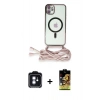 MARSİLYAN™- iPhone 11 Kılıf Eksen Özel Seri - Siyah Buffer Cam Ekran Koruyucu + PVD Metal Kamera Lens - MI