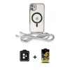 MARSİLYAN™- iPhone 11 Kılıf Eksen Özel Seri - Siyah Buffer Cam Ekran Koruyucu + PVD Metal Kamera Lens - SH