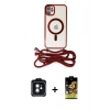 MARSİLYAN™- iPhone 11 Kılıf Eksen Özel Seri - Siyah Buffer Cam Ekran Koruyucu + PVD Metal Kamera Lens - SH