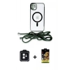 MARSİLYAN™- iPhone 11 Kılıf Eksen Özel Seri - Siyah Buffer Cam Ekran Koruyucu + PVD Metal Kamera Lens - SH
