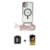 MARSİLYAN™- iPhone 11 Kılıf Eksen Özel Seri - Siyah Buffer Cam Ekran Koruyucu + PVD Metal Kamera Lens - SH