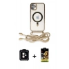 MARSİLYAN™- iPhone 11 Kılıf Eksen Özel Seri - Siyah Buffer Cam Ekran Koruyucu + PVD Metal Kamera Lens - TU
