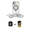 MARSİLYAN™- iPhone 11 Kılıf Eksen Özel Seri - Siyah Buffer Cam Ekran Koruyucu + PVD Metal Kamera Lens - TU