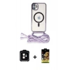 MARSİLYAN™- iPhone 11 Kılıf Eksen Özel Seri - Siyah Buffer Cam Ekran Koruyucu + PVD Metal Kamera Lens - TU