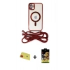MARSİLYAN™- iPhone 11 Kılıf Eksen Özel Seri - Siyah Buffer Cam Ekran Koruyucu + Rainbow Kamera Lens Koruma Cam - KI