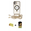 MARSİLYAN™- iPhone 11 Kılıf Eksen Özel Seri - Siyah Buffer Cam Ekran Koruyucu + Rainbow Kamera Lens Koruma Cam - KI