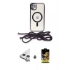 MARSİLYAN™- iPhone 11 Kılıf Eksen Özel Seri - Siyah Buffer Cam Ekran Koruyucu + Raze Metal Kamera Lens - GS