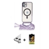 MARSİLYAN™- iPhone 11 Kılıf Eksen Özel Seri - Siyah Buffer Cam Ekran Koruyucu + Raze Metal Kamera Lens - GS