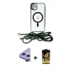 MARSİLYAN™- iPhone 11 Kılıf Eksen Özel Seri - Siyah Buffer Cam Ekran Koruyucu + Raze Metal Kamera Lens - MR