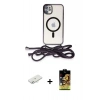 MARSİLYAN™- iPhone 11 Kılıf Eksen Özel Seri - Siyah Buffer Cam Ekran Koruyucu + Renkli Kamera Lens Koruma Cam - SI
