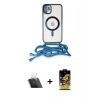 MARSİLYAN™- iPhone 11 Kılıf Eksen Özel Seri - Siyah Buffer Cam Ekran Koruyucu + Şeffaf Kamera Lens Koruma Cam