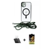 MARSİLYAN™- iPhone 11 Kılıf Eksen Özel Seri - Siyah Buffer Cam Ekran Koruyucu + Şeffaf Kamera Lens Koruma Cam