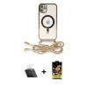 MARSİLYAN™- iPhone 11 Kılıf Eksen Özel Seri - Siyah Buffer Cam Ekran Koruyucu + Şeffaf Kamera Lens Koruma Cam