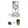 MARSİLYAN™- iPhone 11 Kılıf Eksen Özel Seri - Siyah Buffer Cam Ekran Koruyucu + Şeffaf Kamera Lens Koruma Cam