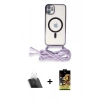 MARSİLYAN™- iPhone 11 Kılıf Eksen Özel Seri - Siyah Buffer Cam Ekran Koruyucu + Şeffaf Kamera Lens Koruma Cam