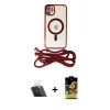 MARSİLYAN™- iPhone 11 Kılıf Eksen Özel Seri - Siyah Buffer Cam Ekran Koruyucu + Şeffaf Kamera Lens Koruma Cam