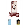 MARSİLYAN™- iPhone 11 Kılıf Eksen Özel Seri - Siyah Buffer Cam Ekran Koruyucu + Turuncu Neon Fosforlu Kamera Lens