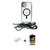 MARSİLYAN™- iPhone 11 Kılıf Eksen Özel Seri - Siyah Buffer Cam Ekran Koruyucu + Renkli Kamera Lens Koruma Cam - TU