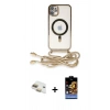 MARSİLYAN™- iPhone 11 Kılıf Eksen Özel Seri - Siyah Buffer Hayalet Cam Ekran Koruyucu + Pers Alüminyum Kamera Lens - GD