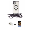 MARSİLYAN™- iPhone 11 Kılıf Eksen Özel Seri - Siyah Buffer Hayalet Cam Ekran Koruyucu + Pers Alüminyum Kamera Lens - GD