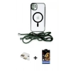 MARSİLYAN™- iPhone 11 Kılıf Eksen Özel Seri - Siyah Buffer Hayalet Cam Ekran Koruyucu + Pers Alüminyum Kamera Lens - GD