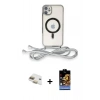 MARSİLYAN™- iPhone 11 Kılıf Eksen Özel Seri - Siyah Buffer Hayalet Cam Ekran Koruyucu + Pers Alüminyum Kamera Lens - GD