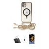 MARSİLYAN™- iPhone 11 Kılıf Eksen Özel Seri - Siyah Buffer Hayalet Cam Ekran Koruyucu + Kamera Lens Koruma Cam - SF