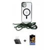 MARSİLYAN™- iPhone 11 Kılıf Eksen Özel Seri - Siyah Buffer Hayalet Cam Ekran Koruyucu + Kamera Lens Koruma Cam - SF