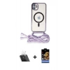 MARSİLYAN™- iPhone 11 Kılıf Eksen Özel Seri - Siyah Buffer Hayalet Cam Ekran Koruyucu + Kamera Lens Koruma Cam - SF