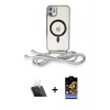 MARSİLYAN™- iPhone 11 Kılıf Eksen Özel Seri - Siyah Buffer Hayalet Cam Ekran Koruyucu + Kamera Lens Koruma Cam - SF