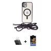 MARSİLYAN™- iPhone 11 Kılıf Eksen Özel Seri - Siyah Buffer Hayalet Cam Ekran Koruyucu + Kamera Lens Koruma Cam - SF