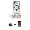 MARSİLYAN™- iPhone 11 Kılıf Eksen Özel Seri - Siyah Buffer Hayalet Cam Ekran Koruyucu + Kamera Lens Koruma Cam - SF