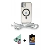 MARSİLYAN™- iPhone 11 Kılıf Eksen Özel Seri - Siyah Buffer Hayalet Cam Ekran Koruyucu + Raze Metal Kamera Lens - KI