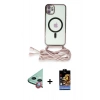 MARSİLYAN™- iPhone 11 Kılıf Eksen Özel Seri - Siyah Buffer Hayalet Cam Ekran Koruyucu + Raze Metal Kamera Lens - KI
