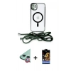MARSİLYAN™- iPhone 11 Kılıf Eksen Özel Seri - Siyah Buffer Hayalet Cam Ekran Koruyucu + Raze Metal Kamera Lens - KI