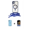 MARSİLYAN™- iPhone 11 Kılıf Eksen Özel Seri - Siyah Buffer Hayalet Cam Ekran Koruyucu + Neon Fosforlu Kamera Lens - MI