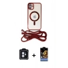 MARSİLYAN™- iPhone 11 Kılıf Eksen Özel Seri - Siyah Buffer Hayalet Cam Ekran Koruyucu + PVD Metal Kamera Lens - MI