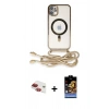MARSİLYAN™- iPhone 11 Kılıf Eksen Özel Seri - Siyah Buffer Hayalet Cam Ekran Koruyucu + Pers Alüminyum Kamera Lens - KI