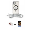 MARSİLYAN™- iPhone 11 Kılıf Eksen Özel Seri - Siyah Buffer Hayalet Cam Ekran Koruyucu + Pers Alüminyum Kamera Lens - KI