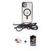 MARSİLYAN™- iPhone 11 Kılıf Eksen Özel Seri - Siyah Buffer Hayalet Cam Ekran Koruyucu + Pers Alüminyum Kamera Lens - KI