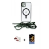 MARSİLYAN™- iPhone 11 Kılıf Eksen Özel Seri - Siyah Buffer Hayalet Cam Ekran Koruyucu + Pers Alüminyum Kamera Lens - KI