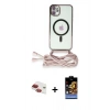 MARSİLYAN™- iPhone 11 Kılıf Eksen Özel Seri - Siyah Buffer Hayalet Cam Ekran Koruyucu + Pers Alüminyum Kamera Lens - KI