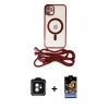 MARSİLYAN™- iPhone 11 Kılıf Eksen Özel Seri - Siyah Buffer Hayalet Cam Ekran Koruyucu + PVD Metal Kamera Lens - YL