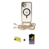 MARSİLYAN™- iPhone 11 Kılıf Eksen Özel Seri - Siyah Buffer Hayalet Cam Ekran Koruyucu + Rainbow Kamera Lens Koruma Cam - KI