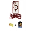 MARSİLYAN™- iPhone 11 Kılıf Eksen Özel Seri - Siyah Buffer Hayalet Cam Ekran Koruyucu + Rainbow Kamera Lens Koruma Cam - KI